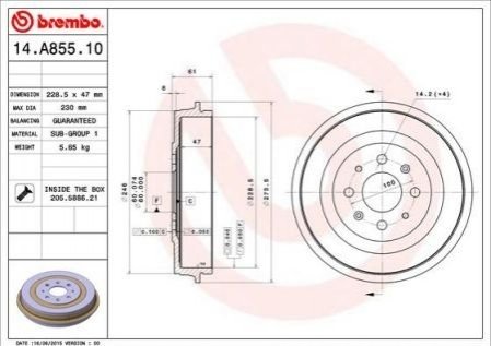 Гальмівний барабан BREMBO 14.A855.10 (фото 1)