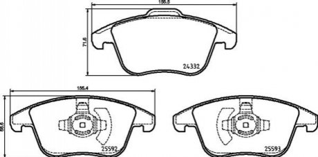 Комплект гальмівних колодок з 4 шт. дисків BREMBO P24211 (фото 1)