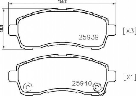 Колодки тормозные передние MAZDA 2 (DE_, DH_3) 07/07-06/15/MAZDA 2 Saloon (DE_) 05/10-06/15 BREMBO P49 057 (фото 1)