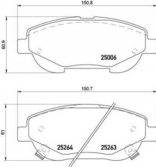 Колодки тормозные дисковые, к-кт. BREMBO P83 148 (фото 1)