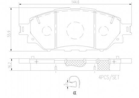 Колодки тормозные передние (Advics) TOYOTA FORTUNER (_N15_, _N16_) 05/15->/TOYOTA HILUX VIII Pick-up BREMBO P83 167 (фото 1)