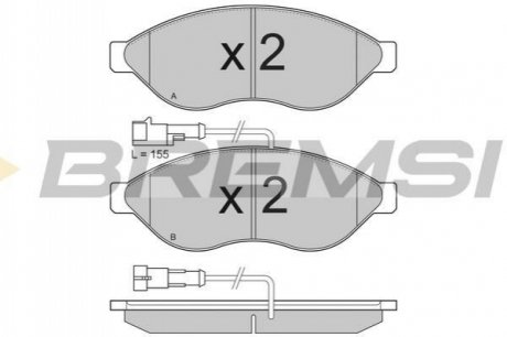 Гальмівні колодки перед. Jumper/Ducato/Boxer 06- (1.1-1.5t) BREMSI BP3285 (фото 1)