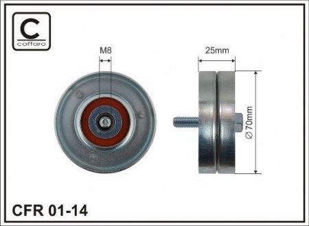 (70xM8x25)Ролик Citroen/Fiat/Peugeot 2.8 HDI /JTD 00- CAFFARO 0114 (фото 1)