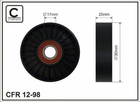 Сам ролік 90X17X25 Peugeot/Citroen/Fiat/Lancia CAFFARO 1298 (фото 1)