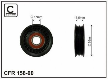 Ролик (68x17x16,5 plastik) SUBARU Forester, Impreza, Legacy. 1.5-2.5. 08.92- CAFFARO 15800 (фото 1)