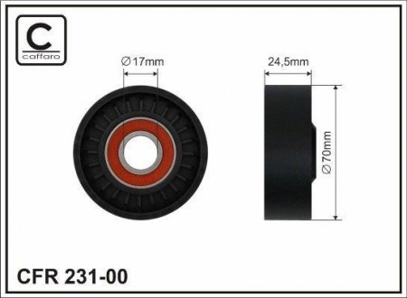 70x17x24,5 Ролік Bmw E46/E39/E60 CAFFARO 23100 (фото 1)