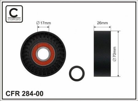 70x17x26 Натяжник паска BMW 1 (E81,E87), 3 (E46, E90/E91/E92/E93), 5 (E60) X3 (E83) Z4 (E85) 1.6i/1.8i/2.0i 02.02- CAFFARO 28400 (фото 1)