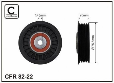 Ролік75,5x8x19 VAG 1.9TDI 00- CAFFARO 8222 (фото 1)