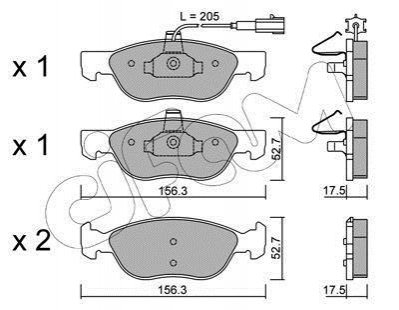 Гальмівні колодки перед. Fiat Bravo/Marea 96-02 (ATE) (156,3x52,6x17,6) CIFAM 822-082-0 (фото 1)