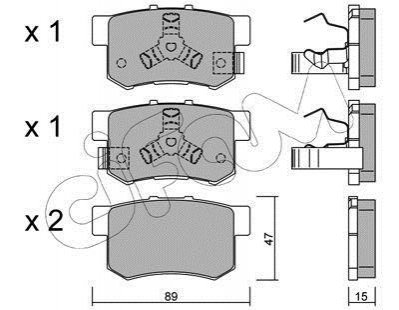 Гальмівні колодки зад. Civic 98-/Accord 90-03 (Akebono) (47,8x88,9x14,5) CIFAM 822-173-1 (фото 1)