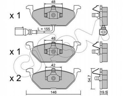 Гальмівні колодки передние Caddy III/Golf V/Octavia/A3 03- (з датчиком) CIFAM 822-211-2 (фото 1)