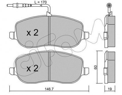 Тормозные колодки дисковые FIAT Scudo 1.9D 2.0JTD 02- CIFAM 822-530-0 (фото 1)