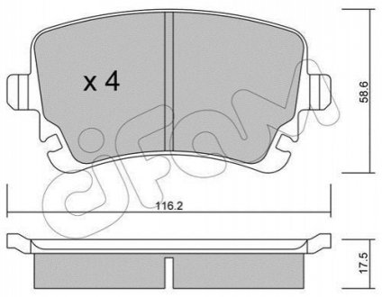 Гальмівні колодки задн. AUDI A4/A6/A8 04- VW T5 CIFAM 822-554-2 (фото 1)