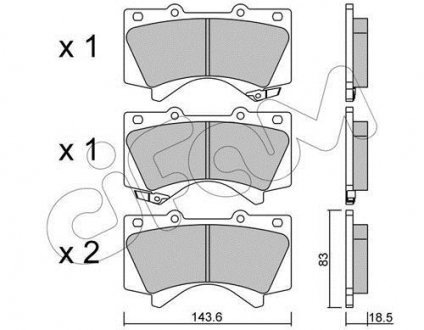 TOYOTA гальмівні колодки передн.Land Cruiser 4.7/4.5d 08- CIFAM 822-821-0 (фото 1)