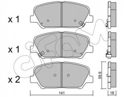 KIA гальмів.колодки передн. Ceed,Cerato 13-, Carens 1,7CRDi 13-,Hyundai i30,Grandeur CIFAM 822-997-0 (фото 1)