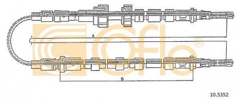 Трос ручного гальма зад. Ford Escort/Orion 5/91- 3273/1311+1400 COFLE 105352 (фото 1)