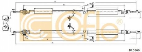 Трос ручного гальма зад. Ford Focus 1.8 16V 1998.10->2007.12 COFLE 10.5366 (фото 1)