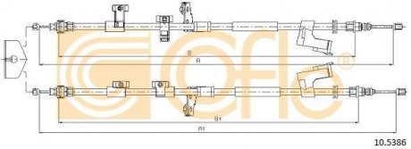 Трос ручного гальма зад. Ford Kuga all 03/13 - 2020/1900 + 1925/1805 COFLE 105386 (фото 1)