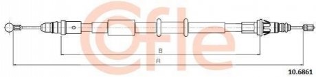 Трос ручного гальма зад. Л/П Renault Master 2010- COFLE 10.6861 (фото 1)