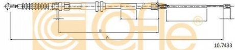 Трос ручного гальма зад. Л/П VW Caddy III 1.2TSI-2.0TDI 04- (довга база) 2025/757 COFLE 10.7433 (фото 1)