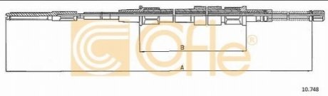Трос ручного гальма зад. Л/П VW Passat 1,6-1,8-TDS 88- (барабанні гальма) 1628/1016 COFLE 10.748 (фото 1)