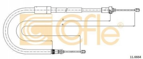 Трос ручного гальма COFLE 11.6664 (фото 1)