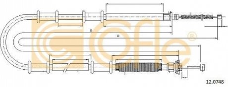 Трос ручного гальма.r. DOBLO 10/09- 1872/1585 COFLE 12.0748 (фото 1)