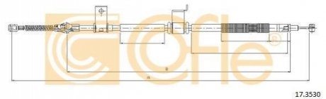 Трос ручного гальма зад. Captiva 06- Пр. (1454/1277) COFLE 17.3530 (фото 1)