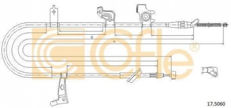 Трос ручного гальма зад. SX4 06- Пр. (1797/1548) COFLE 17.5060 (фото 1)