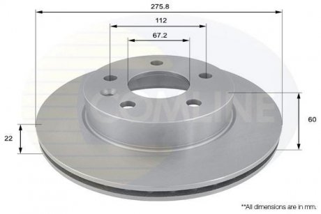 Гальмівний диск COMLINE ADC1608V (фото 1)