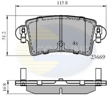 Гальмівні колодки, дискове гальмо (набір) COMLINE CBP01036 (фото 1)