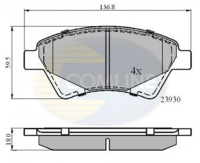 Гальмівні колодки, дискове гальмо (набір) COMLINE CBP01160 (фото 1)