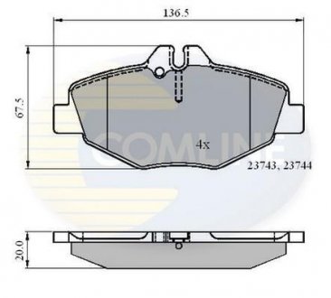 Гальмівні колодки, дискове гальмо (набір) COMLINE CBP01209 (фото 1)