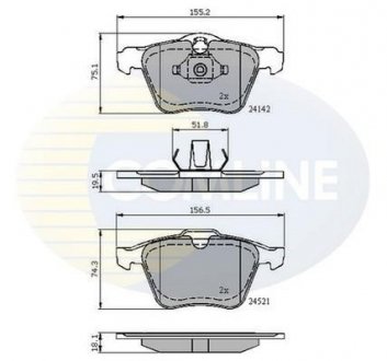 Гальмівні колодки, дискове гальмо (набір) COMLINE CBP01608 (фото 1)