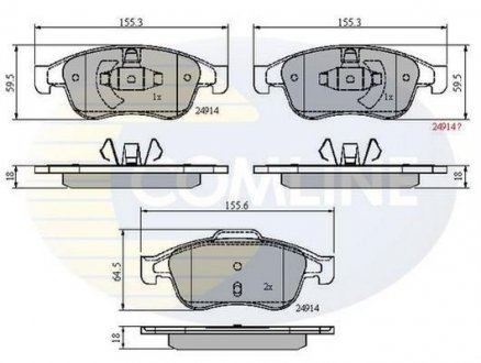 Гальмівні колодки, дискове гальмо (набір) COMLINE CBP01677 (фото 1)