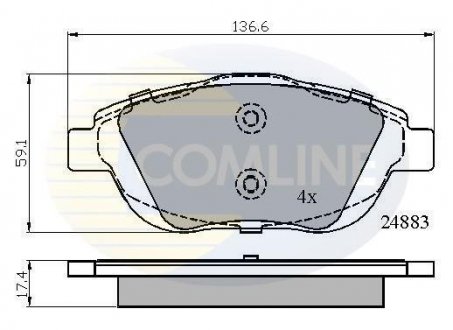 Гальмівні колодки, дискове гальмо (набір) COMLINE CBP02027 (фото 1)