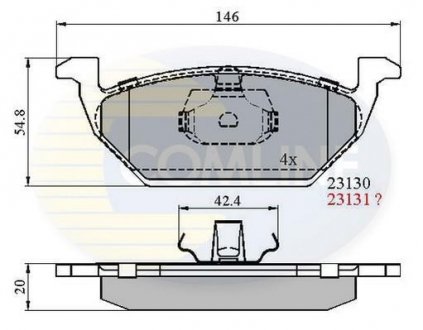 Гальмівні колодки, дискове гальмо (набір) COMLINE CBP0737 (фото 1)