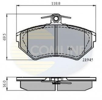 Гальмівні колодки, дискове гальмо (набір) COMLINE CBP0989 (фото 1)