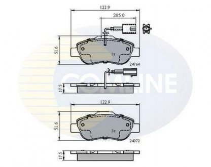 Гальмівні колодки, дискове гальмо (набір) COMLINE CBP11600 (фото 1)