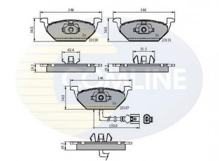 Гальмівні колодки, дискове гальмо (набір) COMLINE CBP1851 (фото 1)