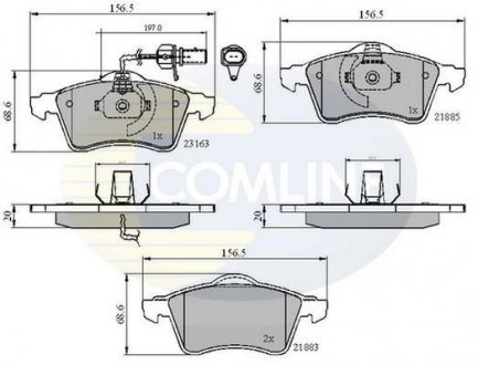 Гальмівні колодки, дискове гальмо (набір) COMLINE CBP1852 (фото 1)