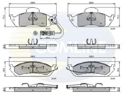 Гальмівні колодки, дискове гальмо (набір) COMLINE CBP1911 (фото 1)