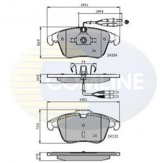 Гальмівні колодки, дискове гальмо (набір) COMLINE CBP22002 (фото 1)