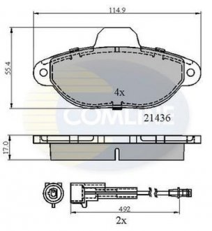 Гальмівні колодки, дискове гальмо (набір) COMLINE CBP2509 (фото 1)