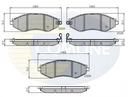 Гальмівні колодки, дискове гальмо (набір) COMLINE CBP31188 (фото 1)