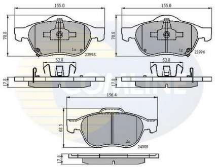 Гальмівні колодки, дискове гальмо (набір) COMLINE CBP31249 (фото 1)