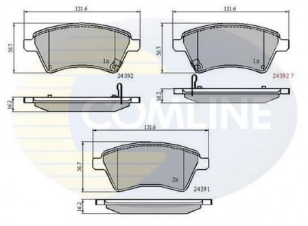 Гальмівні колодки, дискове гальмо (набір) COMLINE CBP31513 (фото 1)