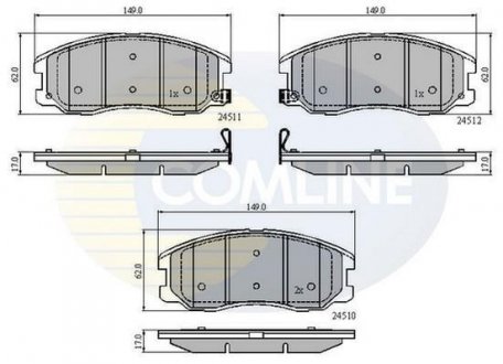 Гальмівні колодки, дискове гальмо (набір) COMLINE CBP31582 (фото 1)