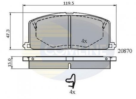 Гальмівні колодки, дискове гальмо (набір) COMLINE CBP3163 (фото 1)