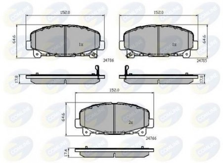 Гальмівні колодки, дискове гальмо (набір) COMLINE CBP32010 (фото 1)